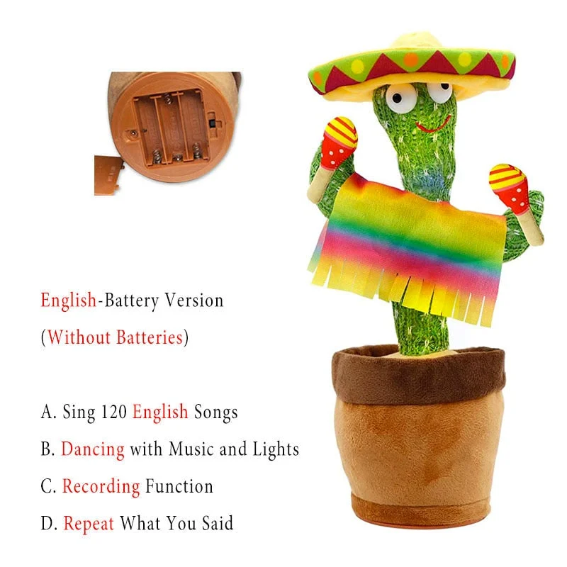 Dancer Cactus For Kids And Talking Captus Dancer Toy Smart Dancing Cactus Plush Toy Singing Dancing Cactus Russian Repeat
