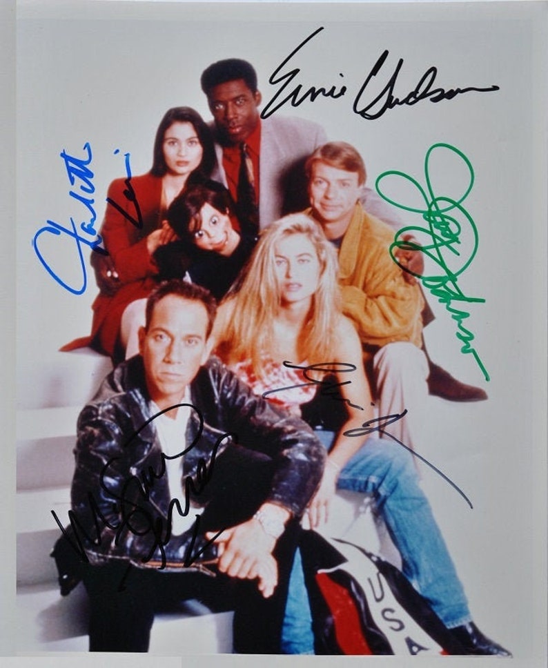 BROKEN BADGES CAST Signed Photo Poster painting X5 Miguel Ferrer, Eileen Davidson, Jay Johnson, Ernie Hudson, and Charlotte Lewis wcoa