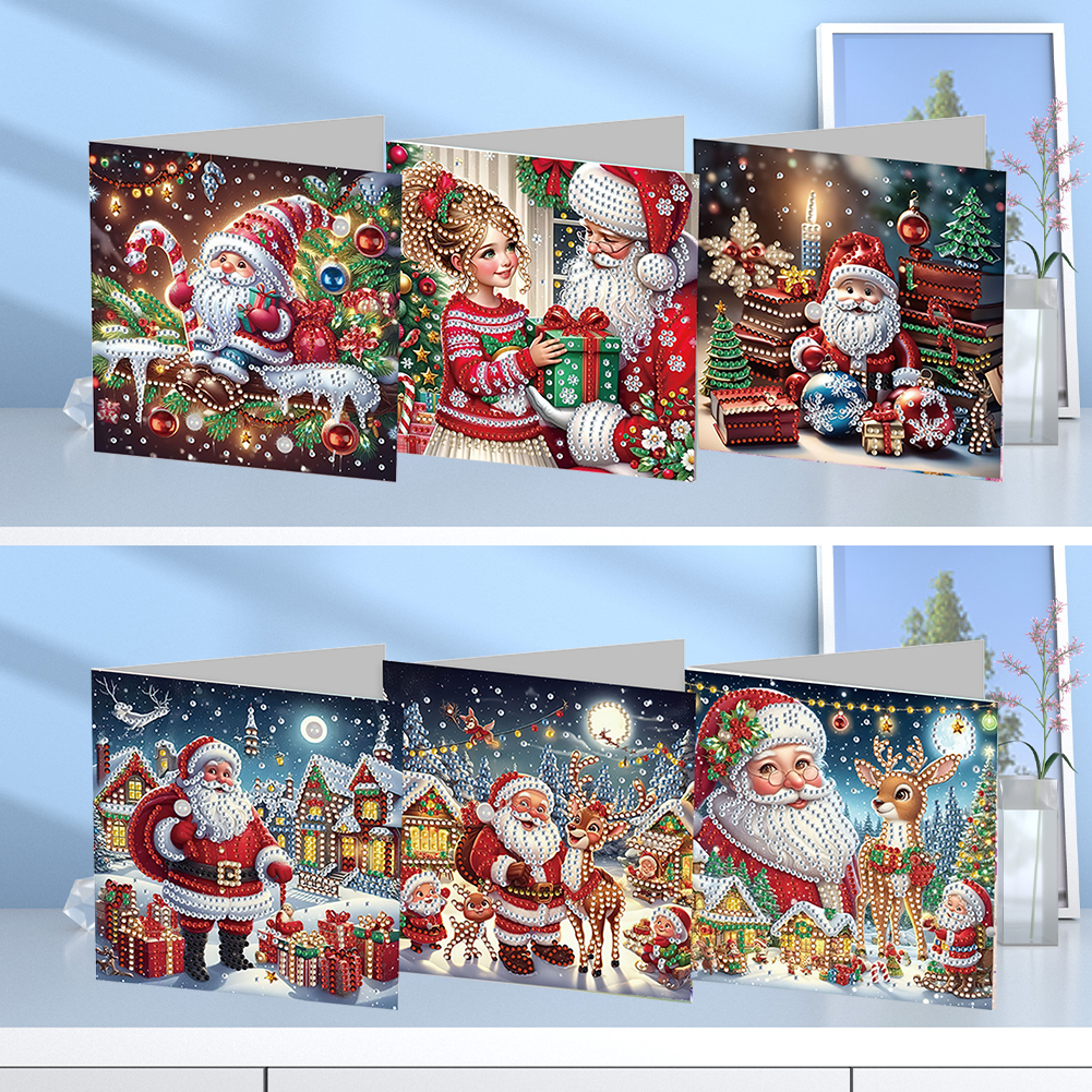YSABOXS 6PCS Diamond Art Painting Christmas Cards With Envelopes