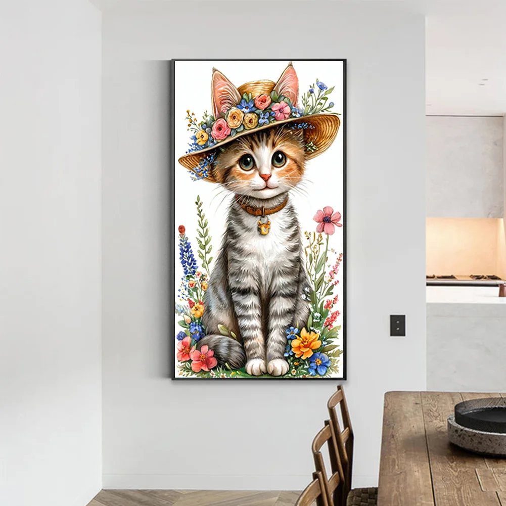 Diamond Painting - Full Round Drill - Flower Cat(Canvas|30*50cm)