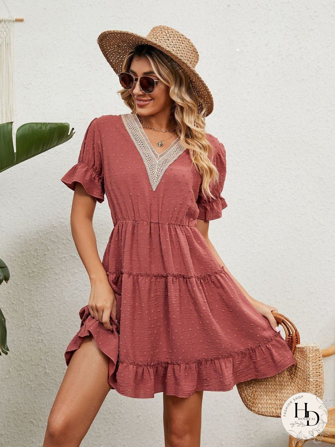 Relaxed Fit V-Neck Summer Dress
