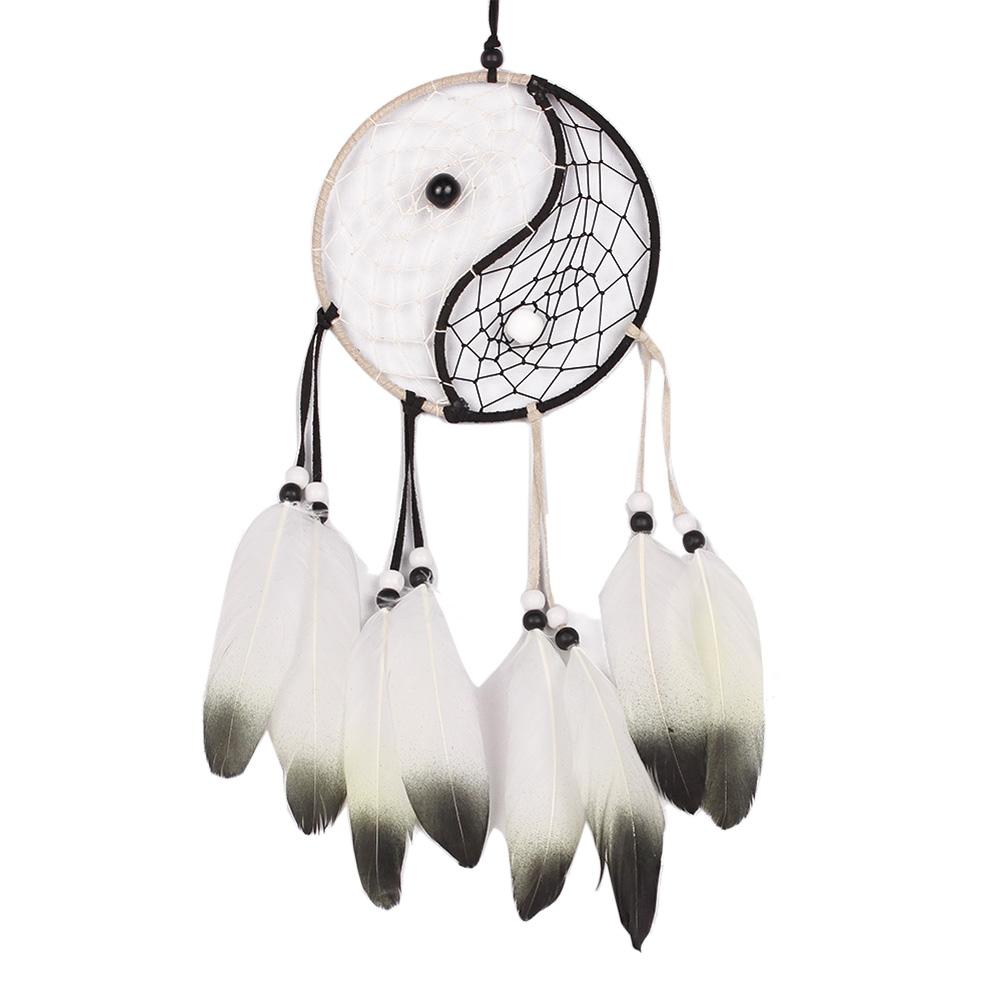 

Taiji Dream Catcher Circular Net With Feathers Wall Hanging Ornament Decora, 501 Original