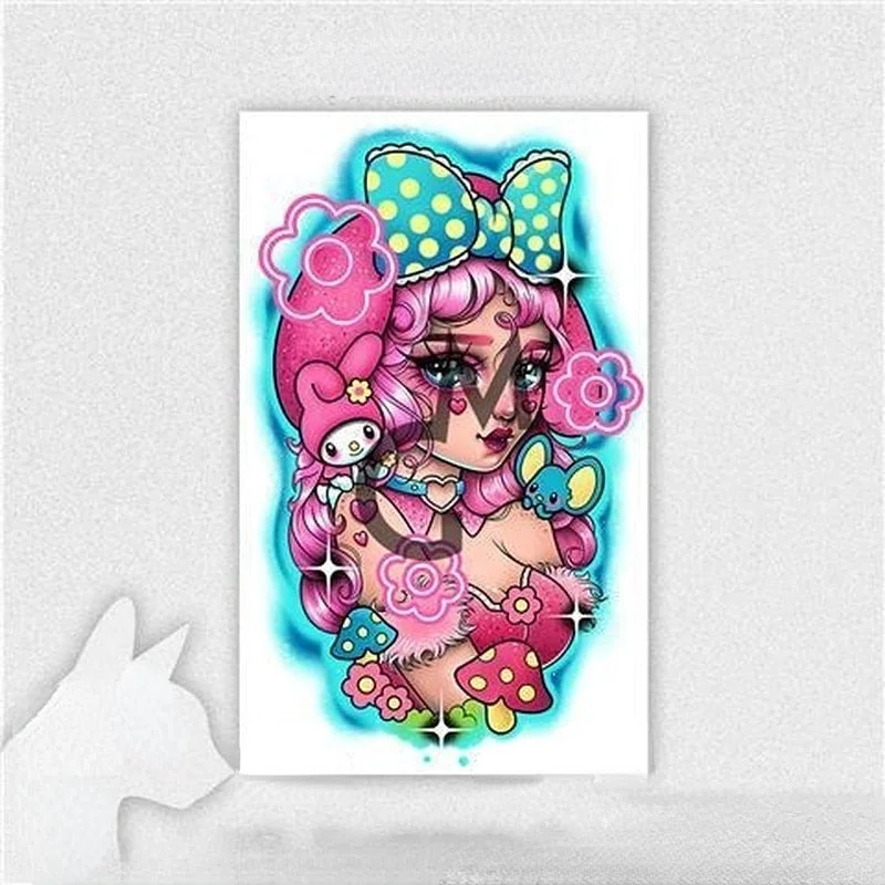 Japanese Dark Comics Evil Kawakami Tomie Double-sided Girl Waterproof Temporary Fake Tattoo Sticker Sleeve Anime Tattoo