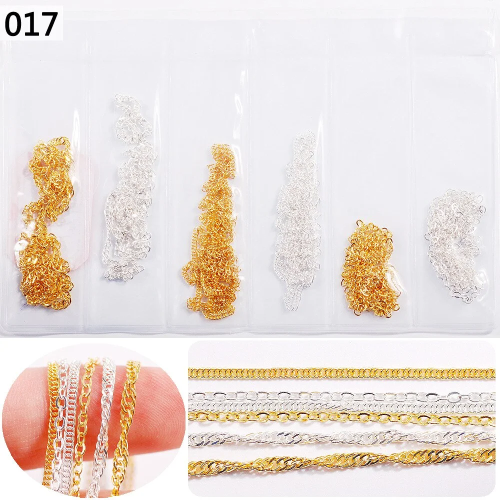 50cm / Six / Bag New Color Mixed Fashion Nail Art Creative Decoration Chain DIY Nail Art Creation Accessories 3d Charms