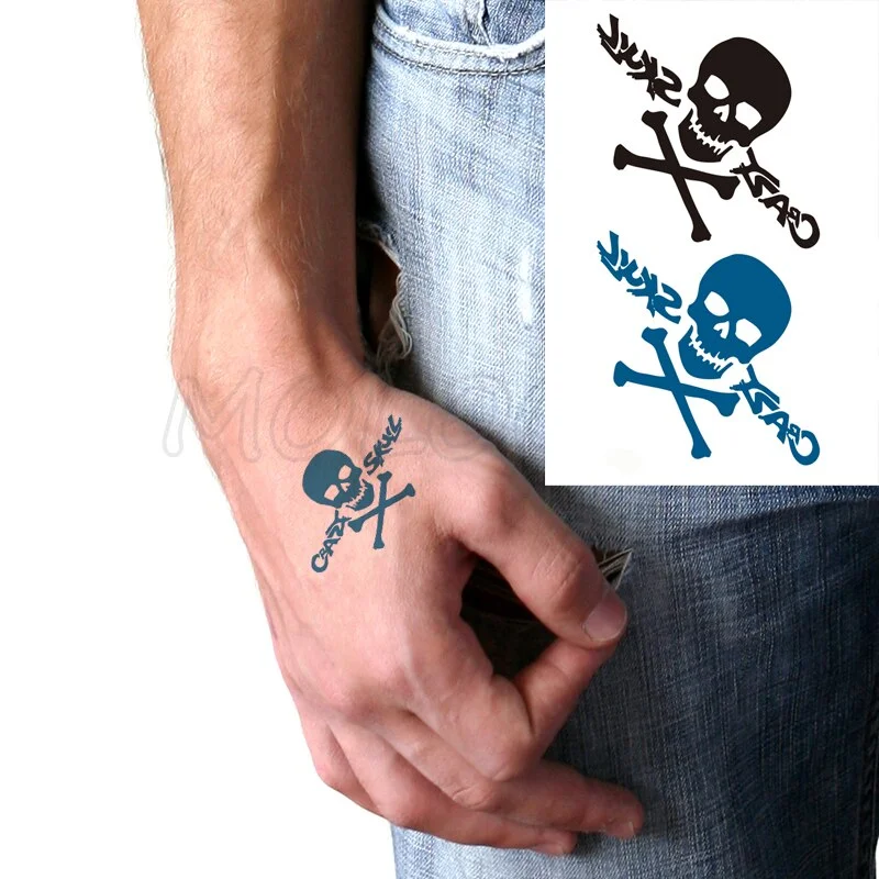 Water Transfer Tattoo Skull Cyclops Pirate Tattoo Body Art Waterproof Temporary Fake Flash Tattoo for Man Woman Kid 10.5*6cm