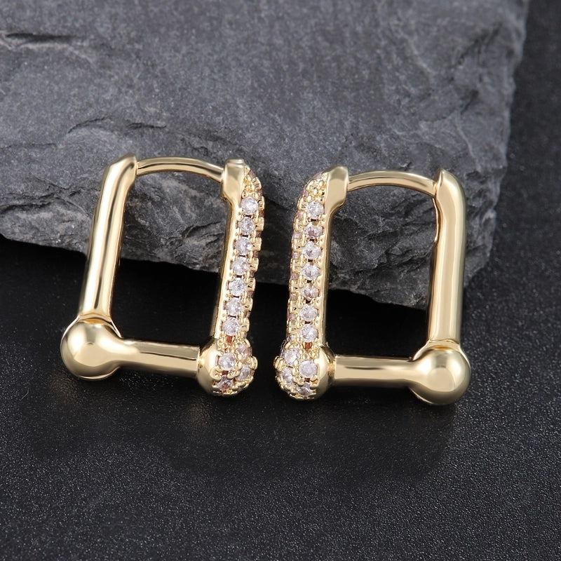 1 Pair Classic Style Round Plating Inlay Copper Zircon 18K Gold Plated Earrings