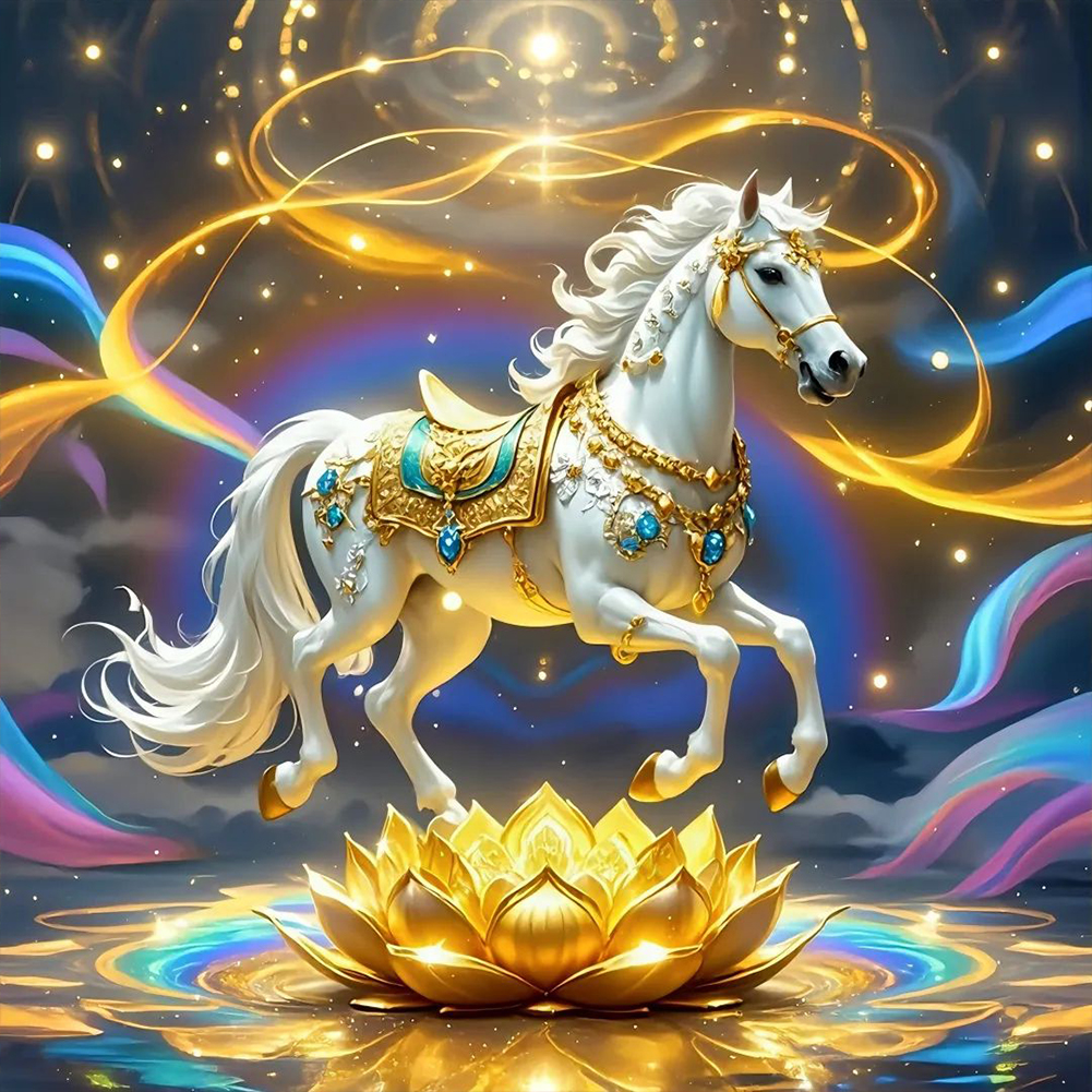 White Horse 40*40cm(canvas) full round drill diamond painting