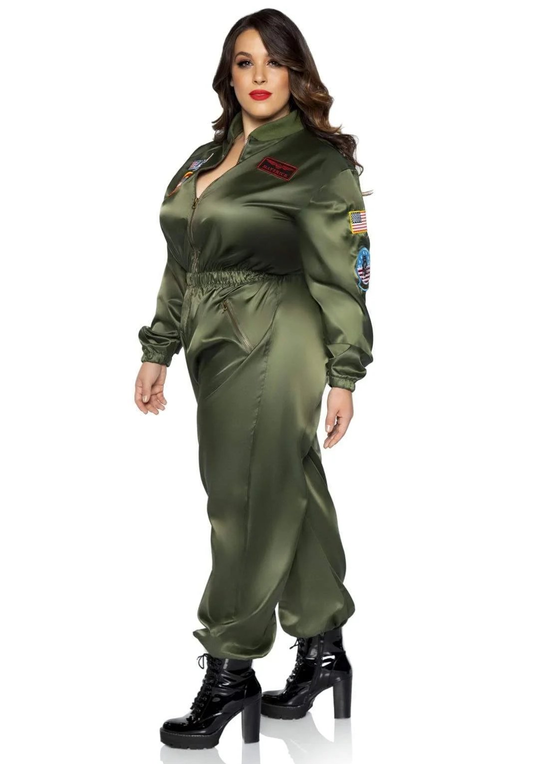 Plus Top Gun Costume Parachute Flight Suit