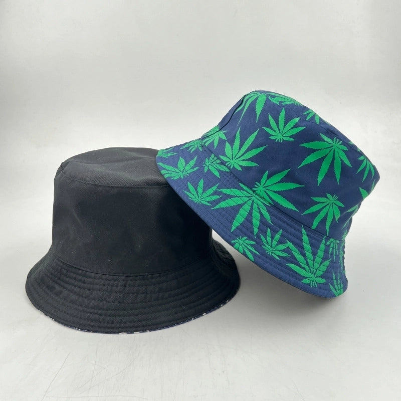 Unisex Minimalist Maple Leaf Printing Wide Eaves Bucket Hat