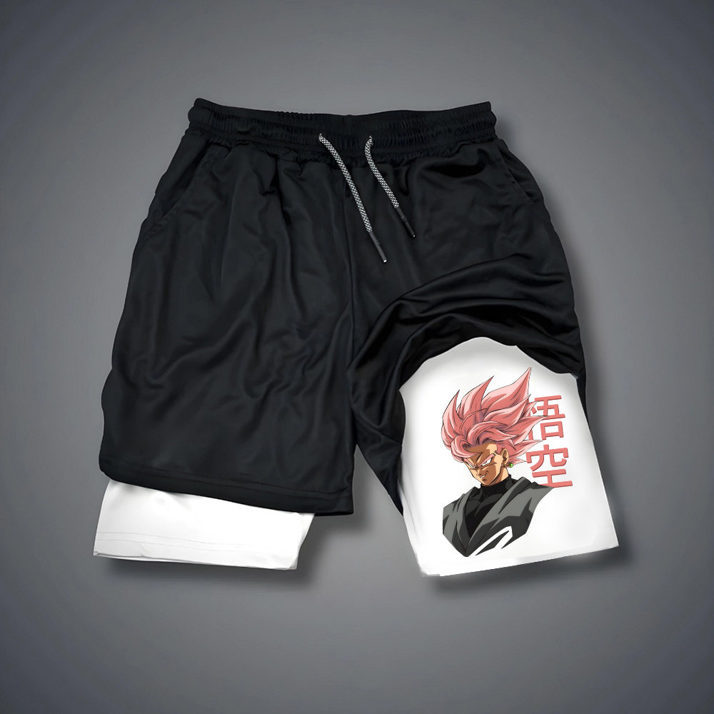 Men's Dragon Ball Anime Goku Print Double Layer Gym Shorts
