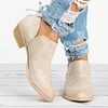 Plain  Chunky  Low Heeled  Point Toe  Casual Ankle Boots