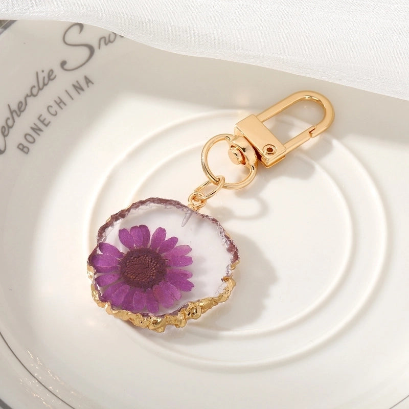 Pastoral Flower Dried Flower Epoxy Women’s Bag Pendant Keychain