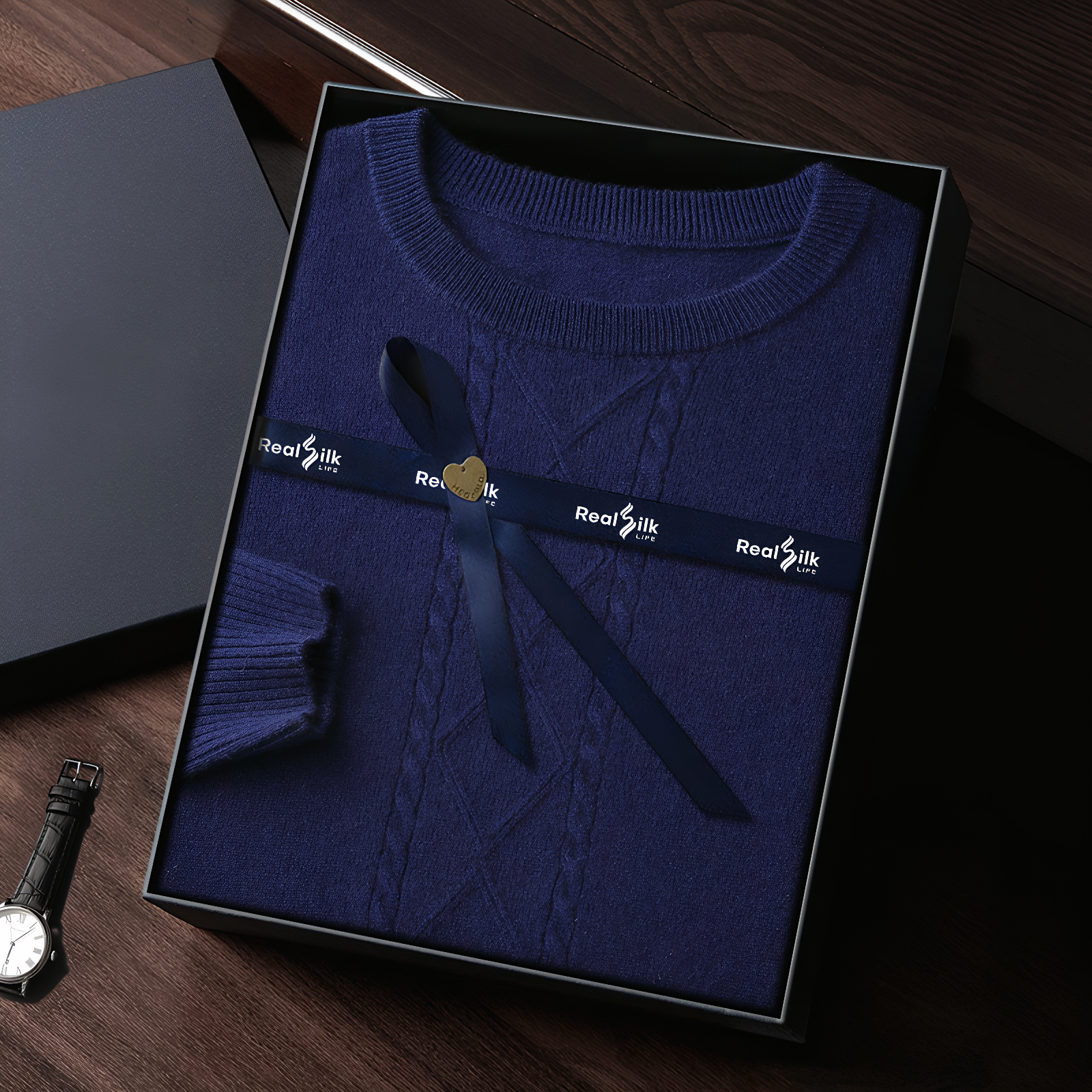 Crew Neck Soft Cashmere Sweater For Men REAL SILK LIFE