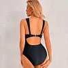 Gioiacombo&trade; Costume da bagno senza schienale con stampa leopardata con scollo a V profondo