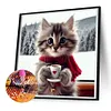 Cat Drinking Coffee-Full Round Diamond Painting 30*30CM