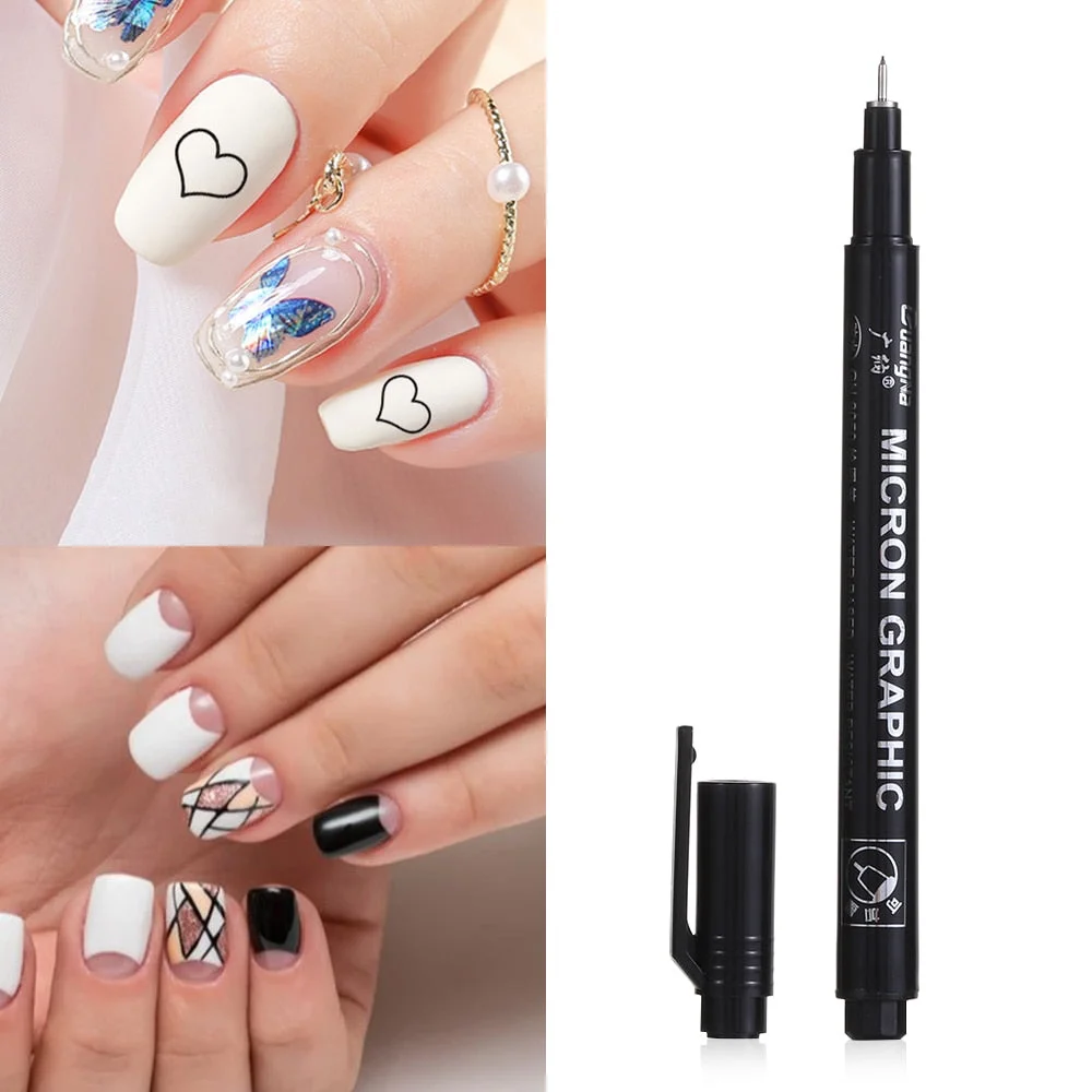 1pcs Nail Art Graffiti Pen Black Color UV Gel Polish Design Dot Painting Detailing Pen Brushes DIY Nail Art Adorn Tools-Nail Inspo
