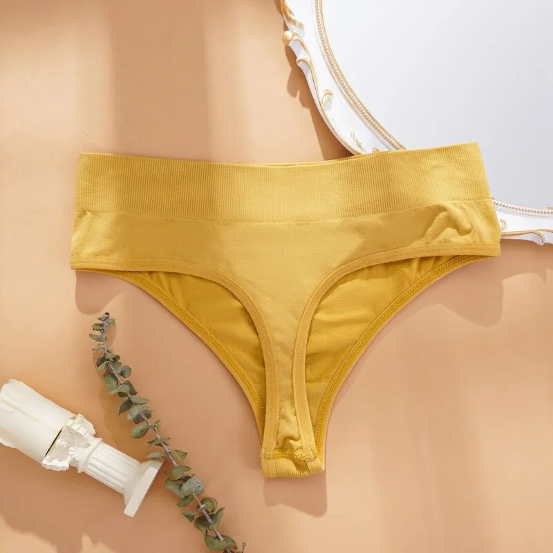Women's Thong Cotton Panties Sexy Panties G-String Solid Color Wide Waist T back Female Seamless Thongs Intimate Underwear