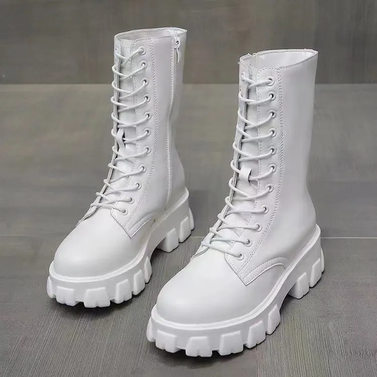 Churchf Churchf Tube With Martin Boots Women 2023 New Autumn Leather Face With Platform Increased Boots Women Platform Locomotive Boots Women