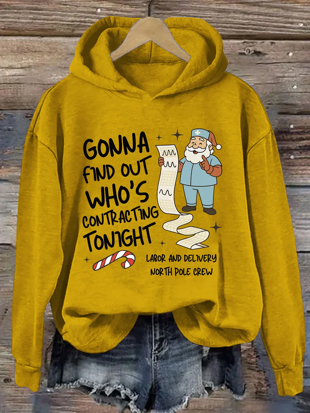 Ob-Gyn Santa: Christmas Contracting List Humor Hoodie