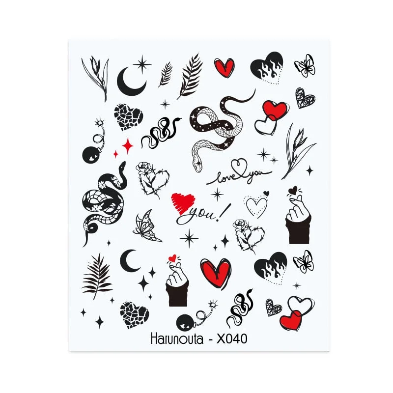 Harunouta Spring Simple Green Theme Water Decal Sticker Flower Leaf Tree Summer DIY Slider For Manicuring Nail Art Watermarks-Nail Inspo