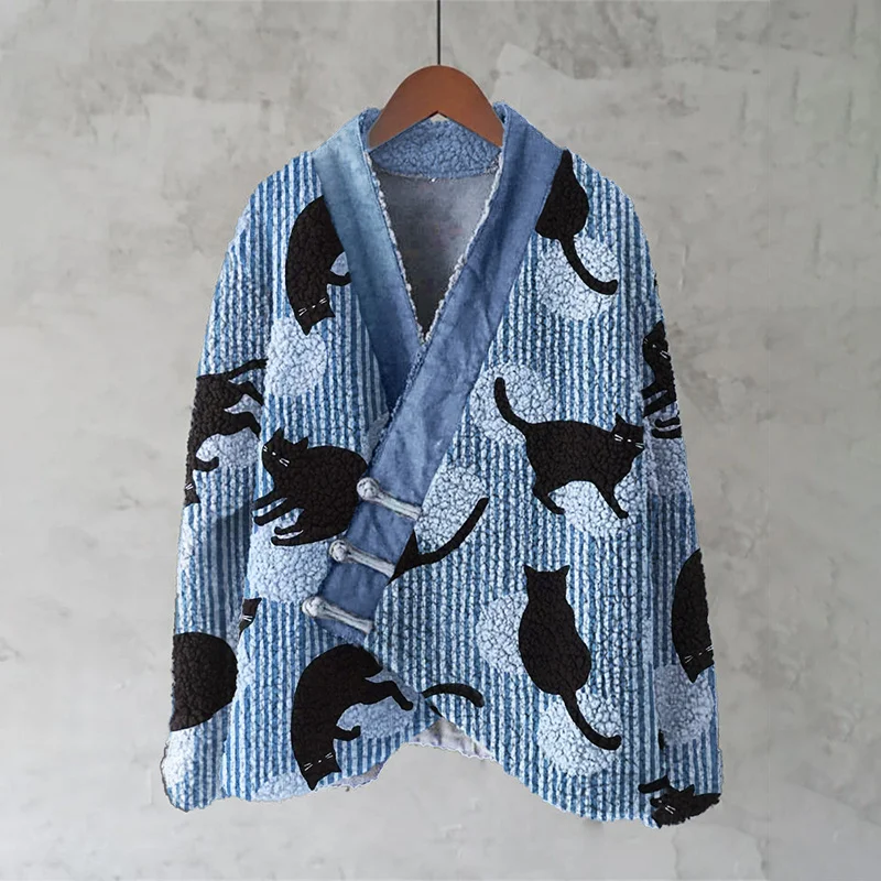 Playful Cat Japanese Pattern Women's Kimono