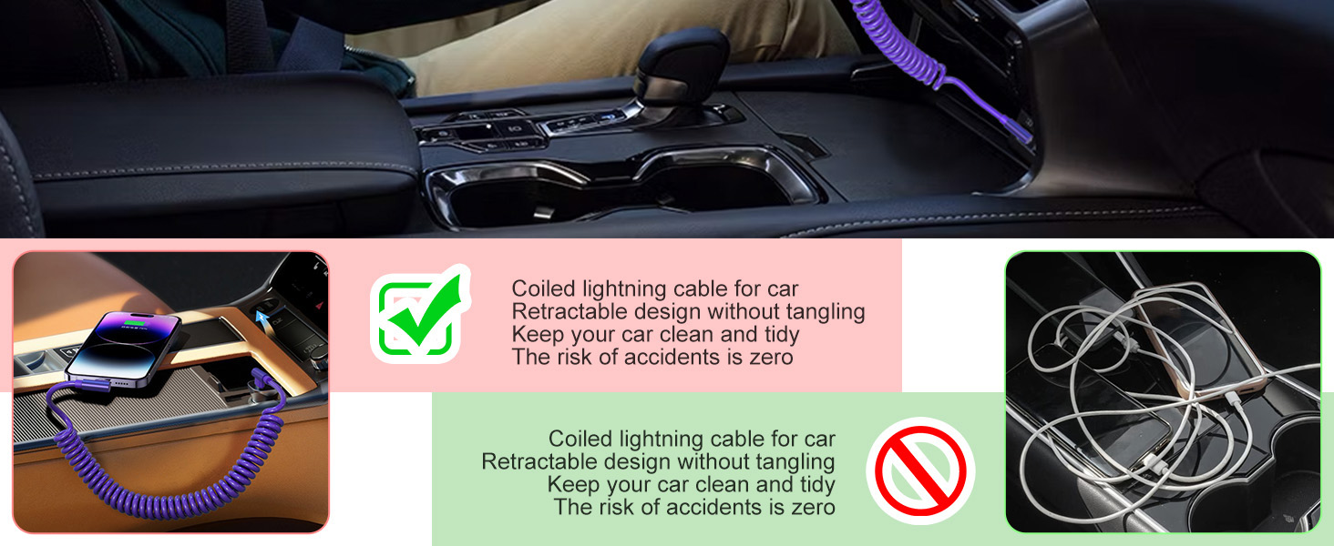 coiled lightning cable for car
