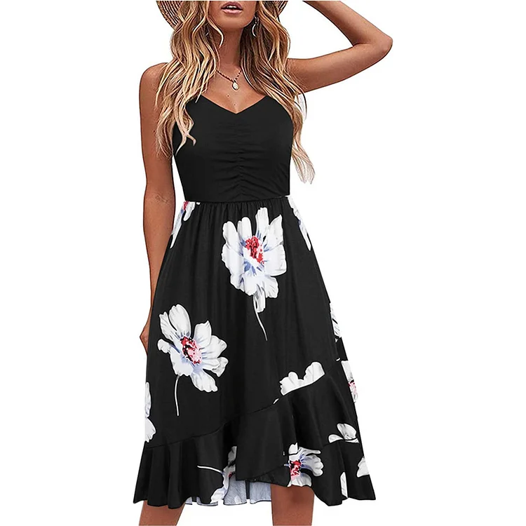V-neck Ruffle Wrap Dress