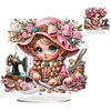 (US Only)2D Flat Print Sewing Machine Girl DIY Double-Sided Desktop Diamond Art Kits