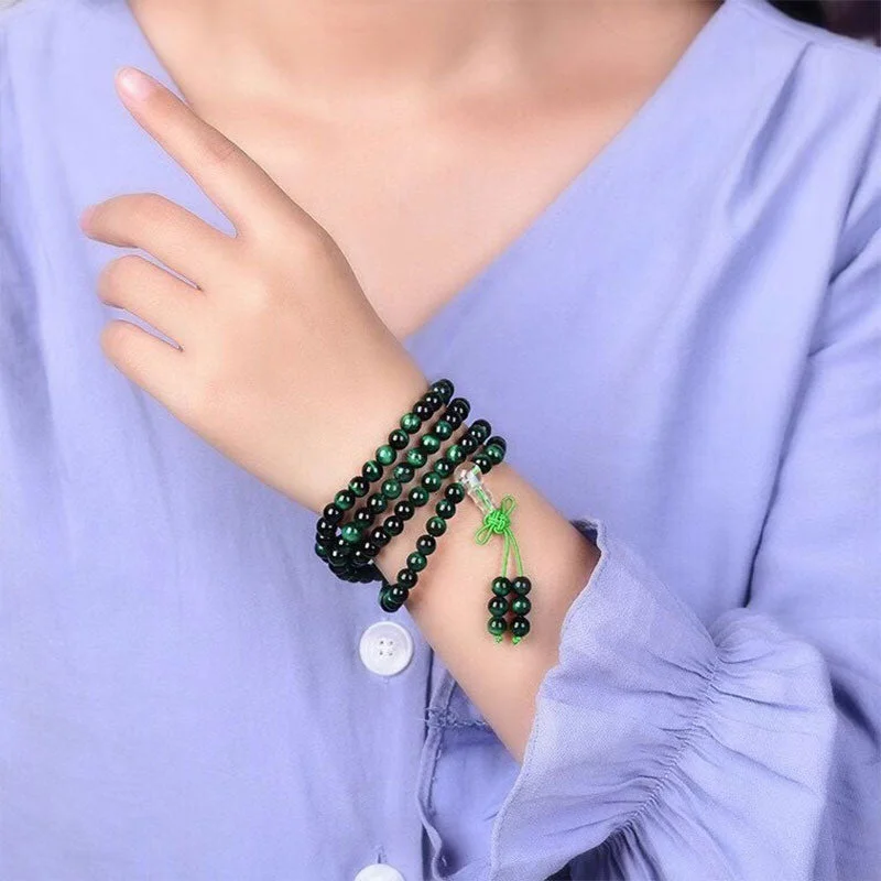Green Tiger Eye Blessing Bracelet Necklace Mala