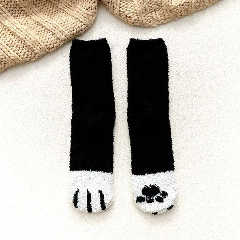 Brownm Paw Plush Socks