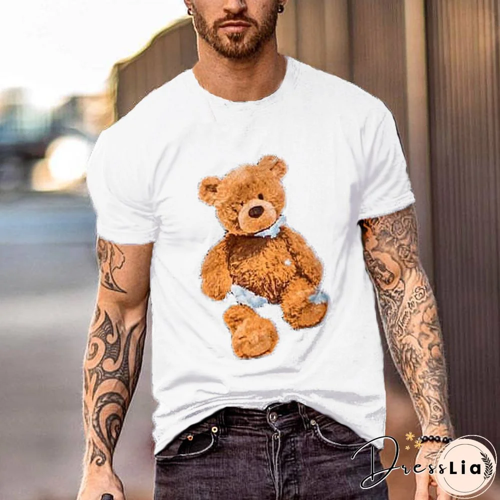Round Neck Short Sleeve Bear T-Shirt