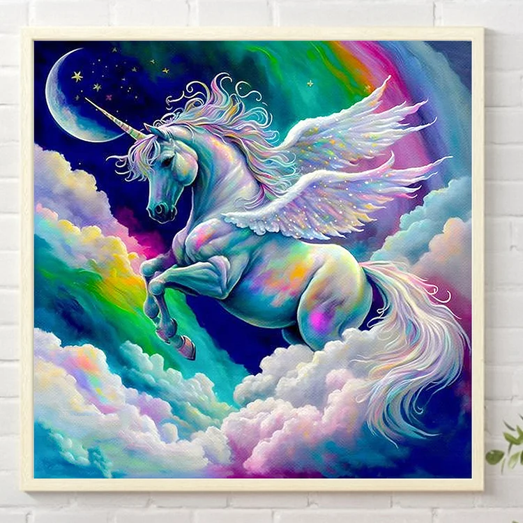 Rainbow Unicorn Diamond Painting Kit, Cartoon Horse DIY Embroidery