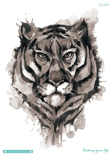 Sdrawing Transfer fake tattoo Waterproof Temporary Tattoo sticker men women Tiger wolf tattoo flash tatto arm tatoo makeup sticker