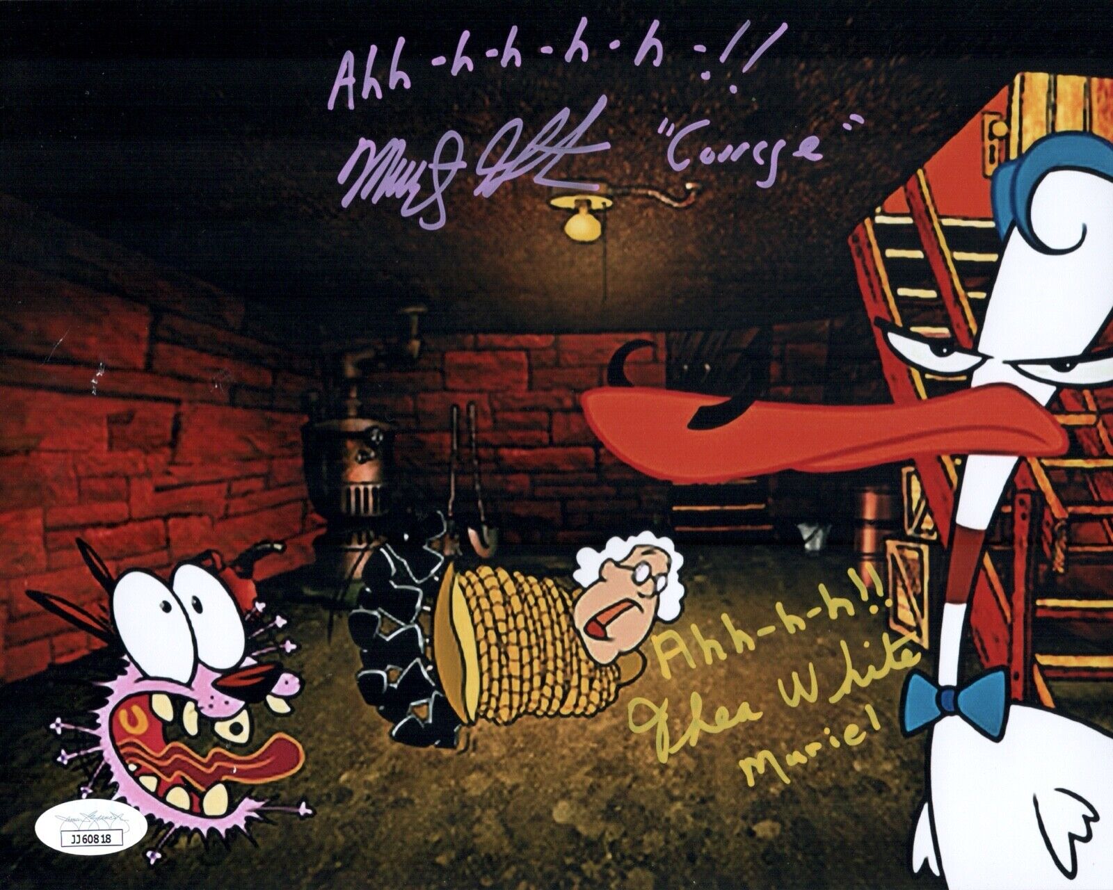 MARTY GRABSTEIN & THEA WHITE Signed COURAGE COWARDLY DOG 8x10 Photo Poster painting JSA COA CERT