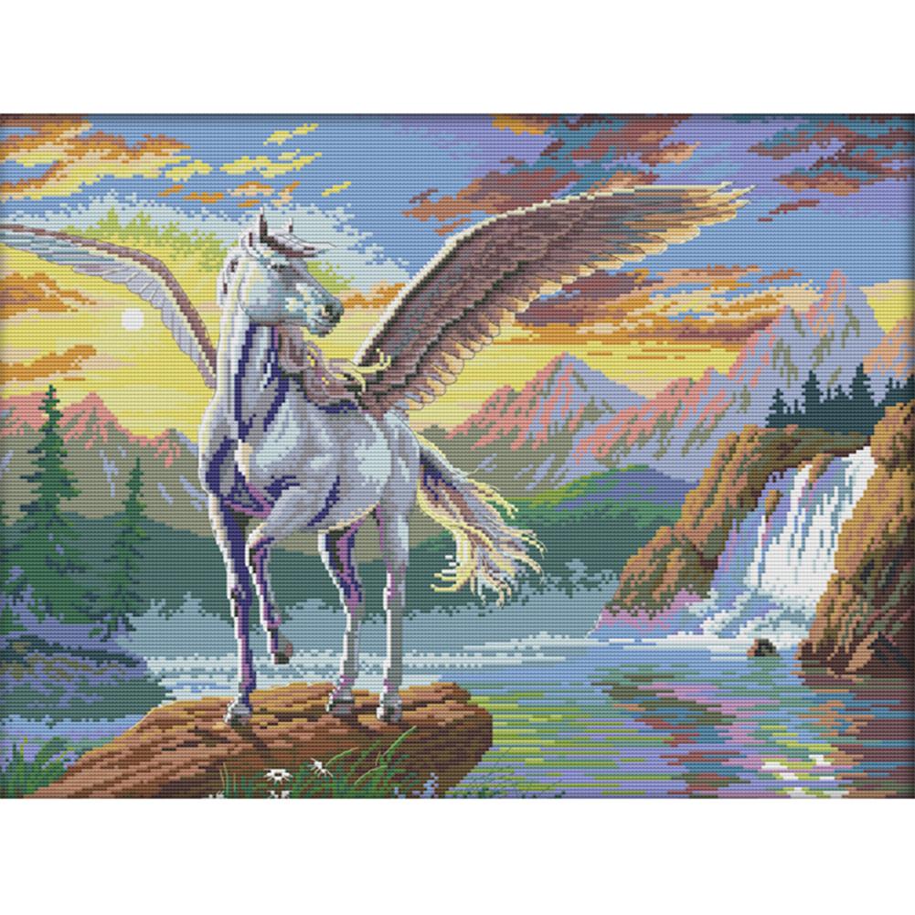 

Flying Horse - 14CT Stamped Cross Stitch - 54*43cm, 501 Original