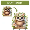 (US Only)Wooden Special Shape Owl 3 Hooks Diamond Painting Hook Rail for Wall Cabinet