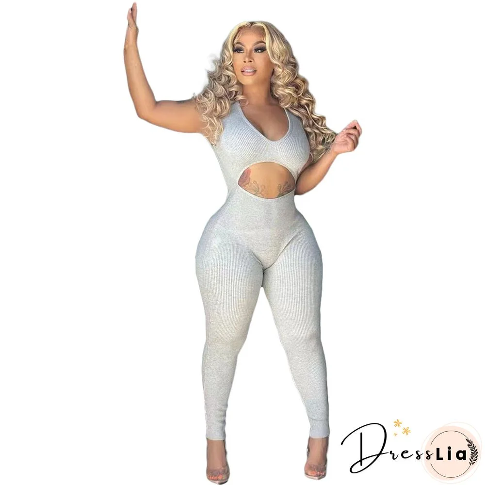 Sleeveless Cut Out Skinny One Piece Jumpsuit