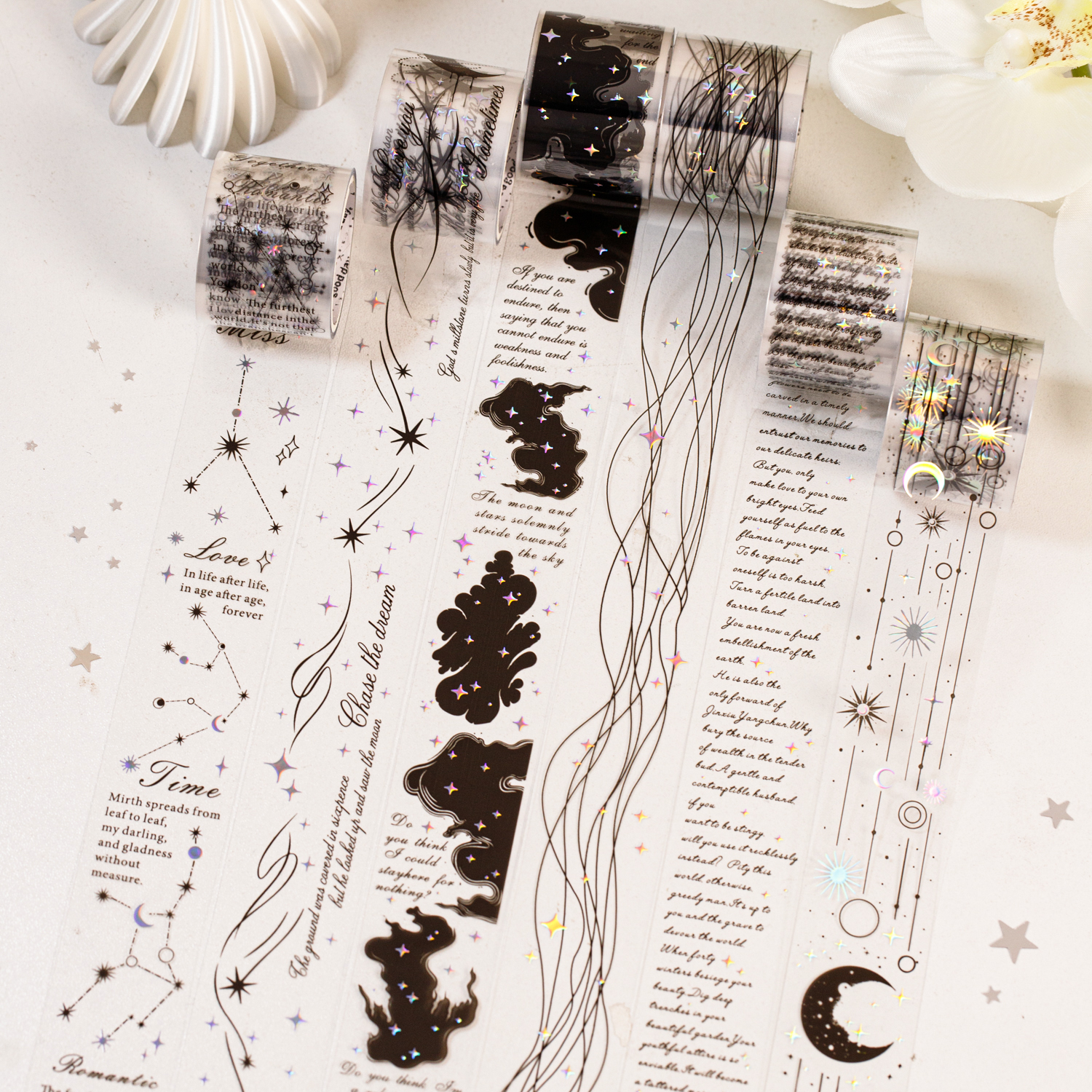 Starry Sky Poet Series Vintage Star Poem Landscape PET Tape