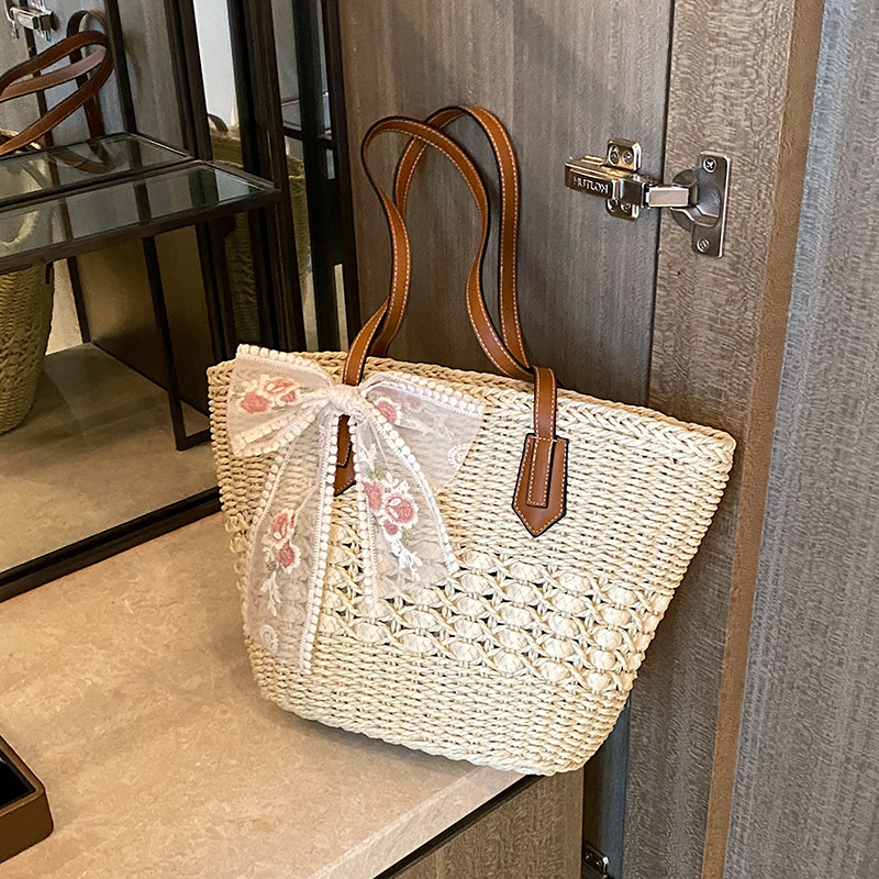 Starwintime Women's Straw Weave Bag Boho Hollow Design Summer Large Capacity Bucket Handbag Rattan Handmade Craft Basket Tote Casual Daypacks & Backpacks