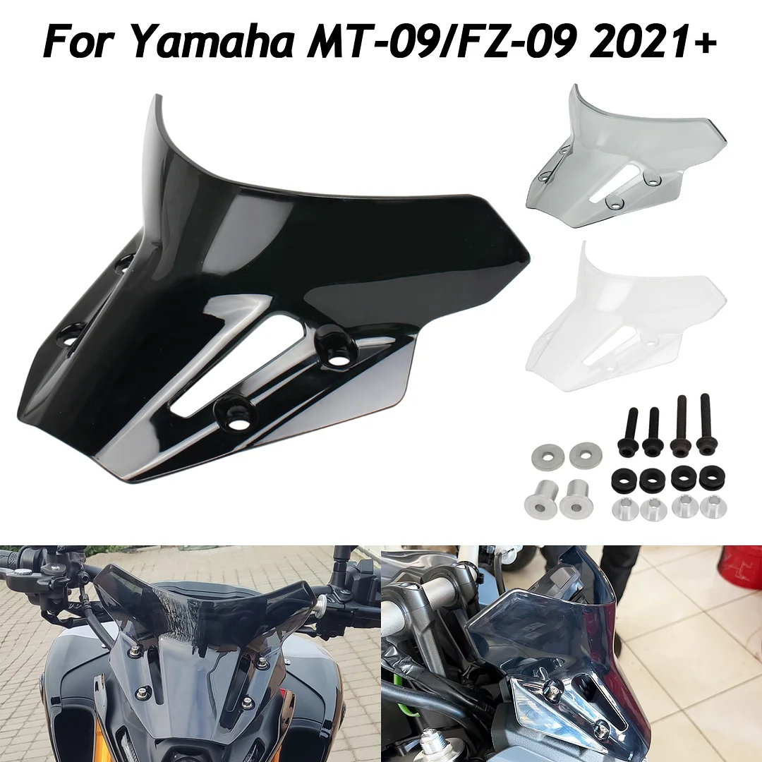 Windshield For Yamaha MT-09/FZ-09 2021-2023 Wind Deflector Windscreen + Mounting Hardwares