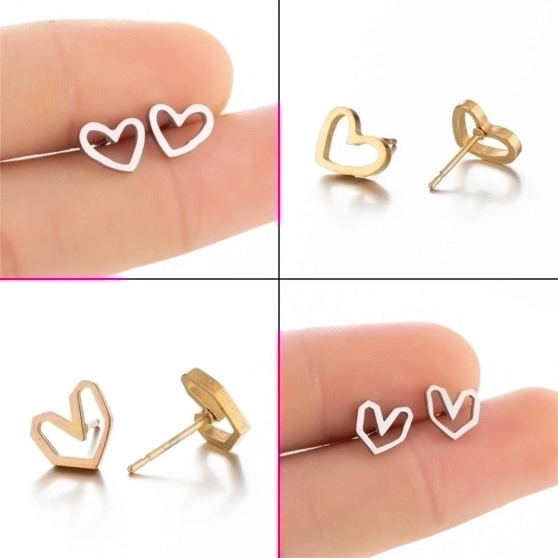 1 Pair Fashion Heart Shape 304 Stainless Steel 18K Gold Plated Ear Studs