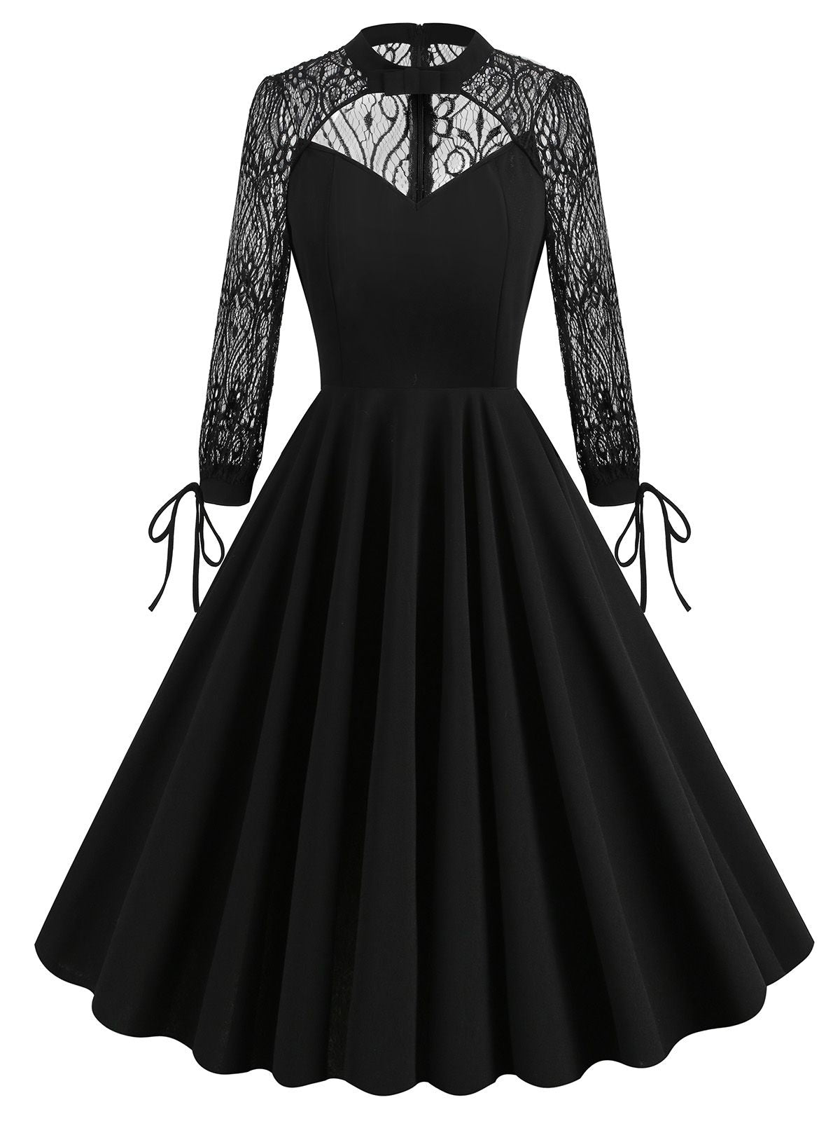 Black Halloween Lace Embroidered Patchwork Dress