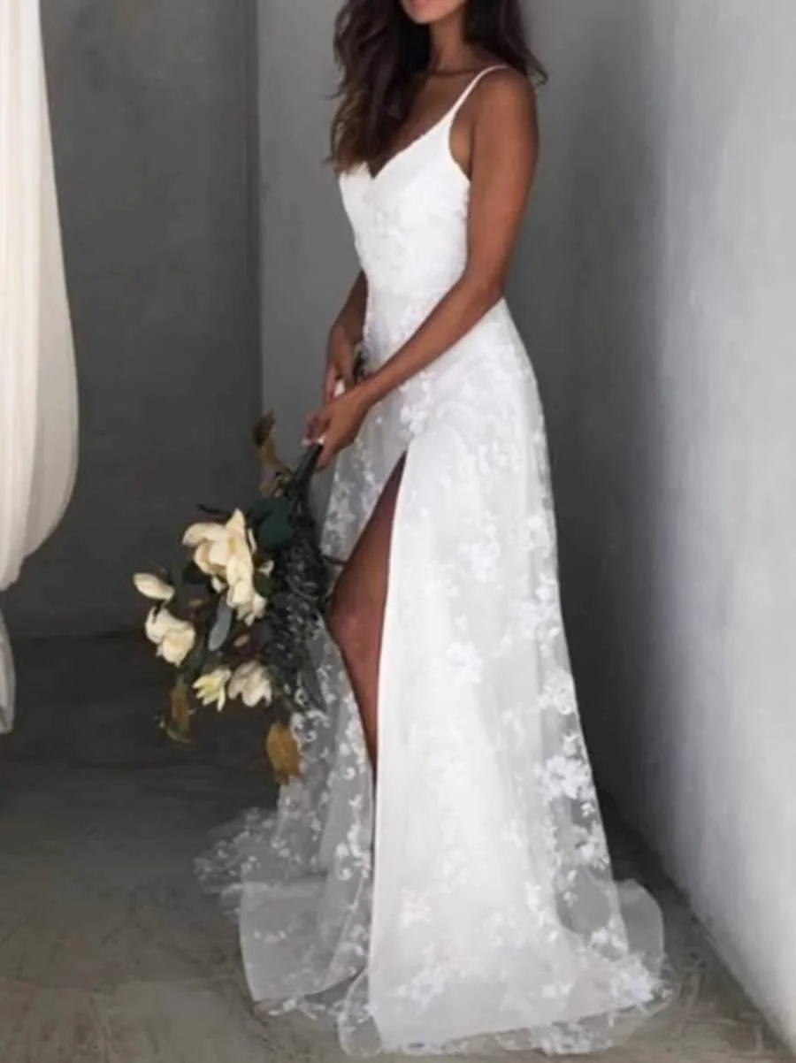 Elegant Sexy V-Neck Sling Lace Dress