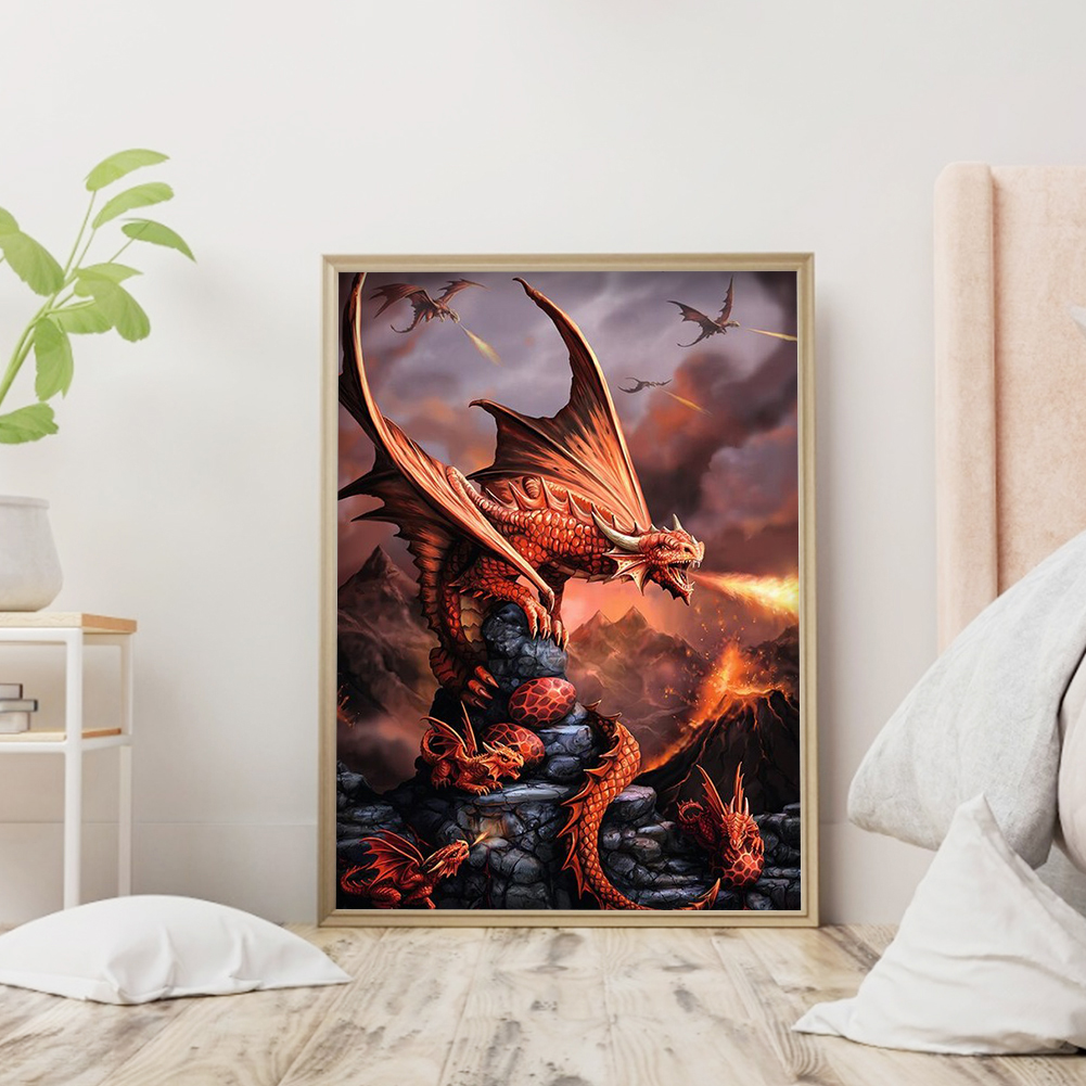 

(Multi-Size) Fire Dragon - Round/Square Drill Diamond Painting 30*40cm/40*50cm, Square diamond 30*40cm, 501 Original