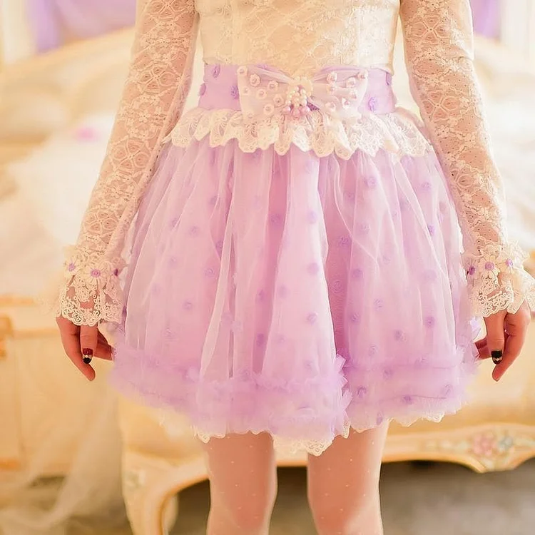 S/M/L Purple Sweet Flower Bubble Skirt SP165140