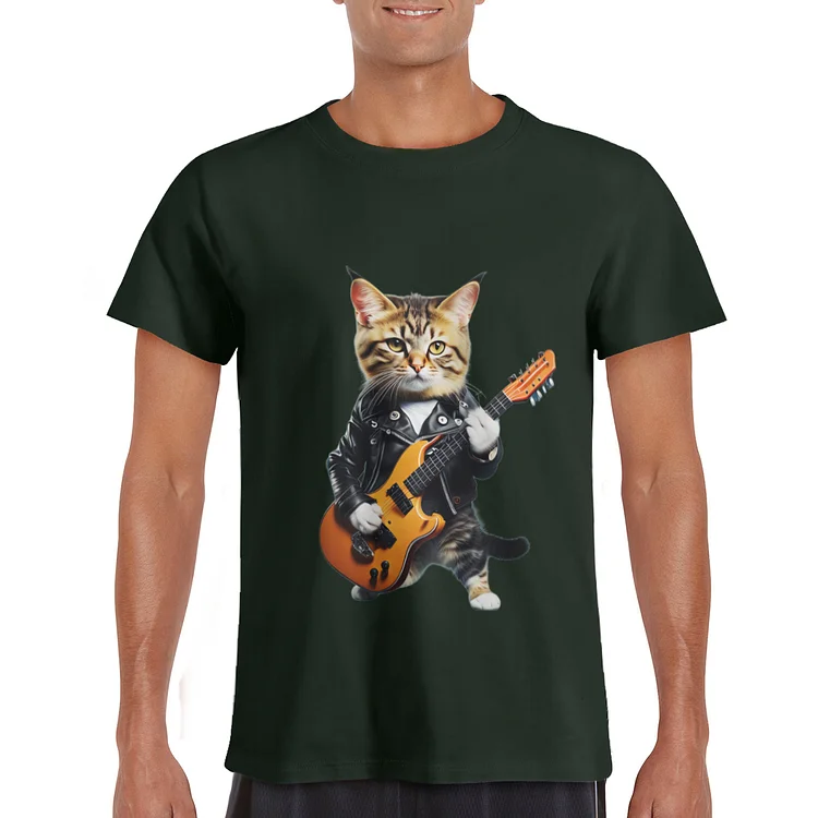 Green Rock & Roll Cat Shirt