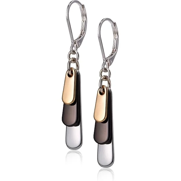 "Metal Motion" Tri-Tone Shaky Drop Earrings