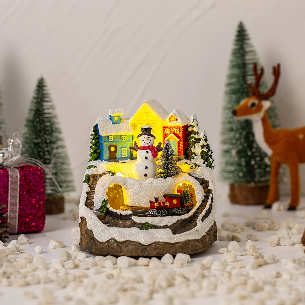 Holiday creative ornament Christmas lighting music snow house ornament