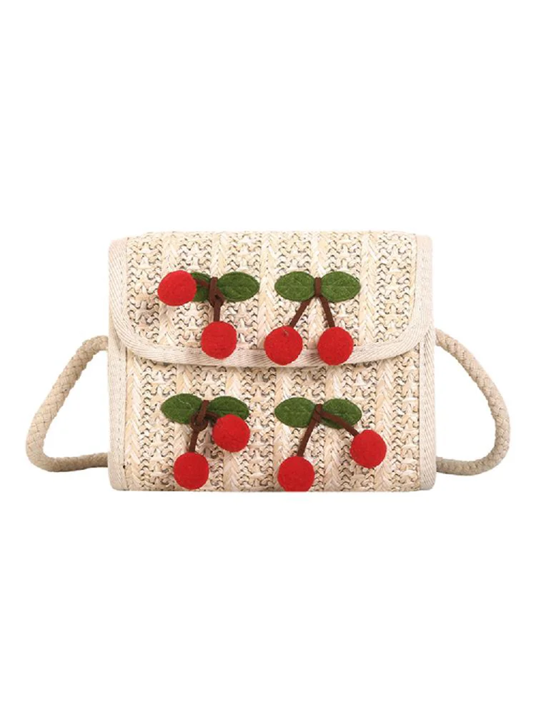 Summer Cherry Straw Messenger Bags Women Handbags Crossbody Shoulder Bag