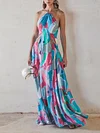 Color-Block Backless Maxi Dress